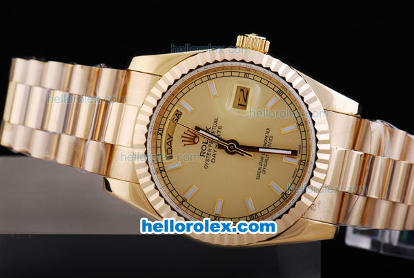 Rolex Day-Date Oyster Perpetual Automatic with Full Gold and White Marking - Click Image to Close